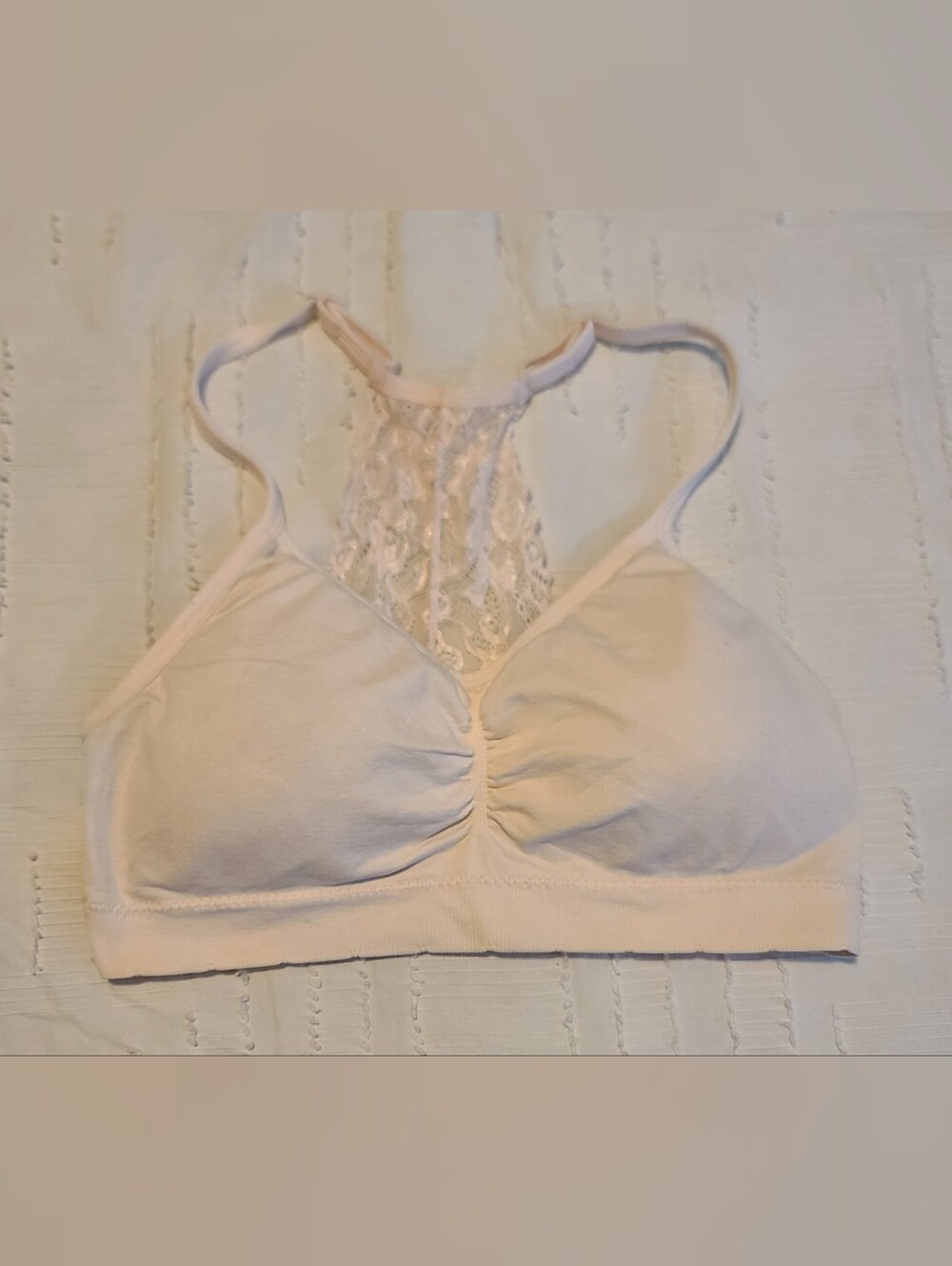 Laura Ashley Pink Lace Racerback Wireless Pullover Bralette Women’s L